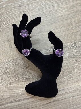 JTV 5 carat Round Brazilian Amethyst Sterling Silver Solitaire Ring Size 7-NWT